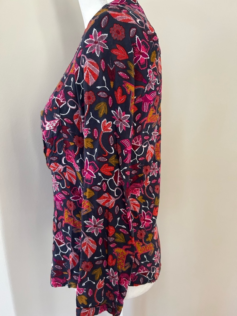 Maeve Navy Pink Orange Printed Top - Picture 5 of 10